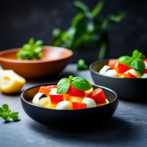 Melonensalat mit gebackenem Mozzarella