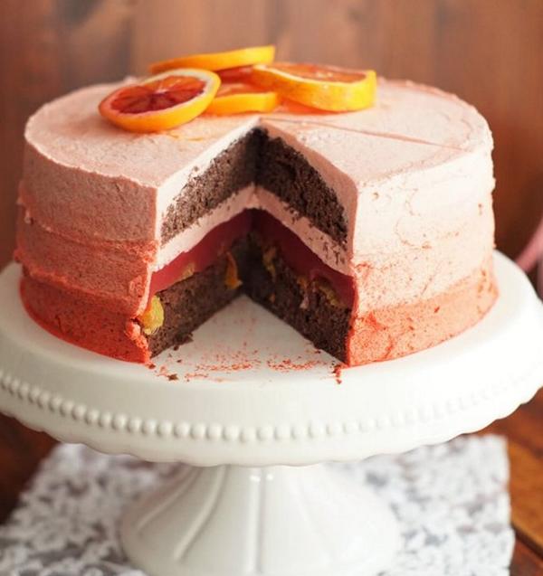 Blutorangen-Schoko Torte Pinke Ombré Torte