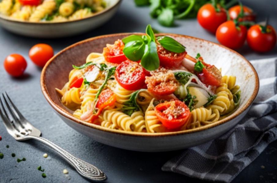 Italienischer Nudelsalat mit Rucola und getrockneten Tomaten