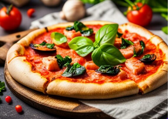 Pizza mit Lachs und Spinat