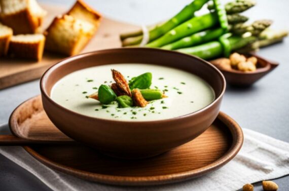 Spargelcremesuppe mit Croutons